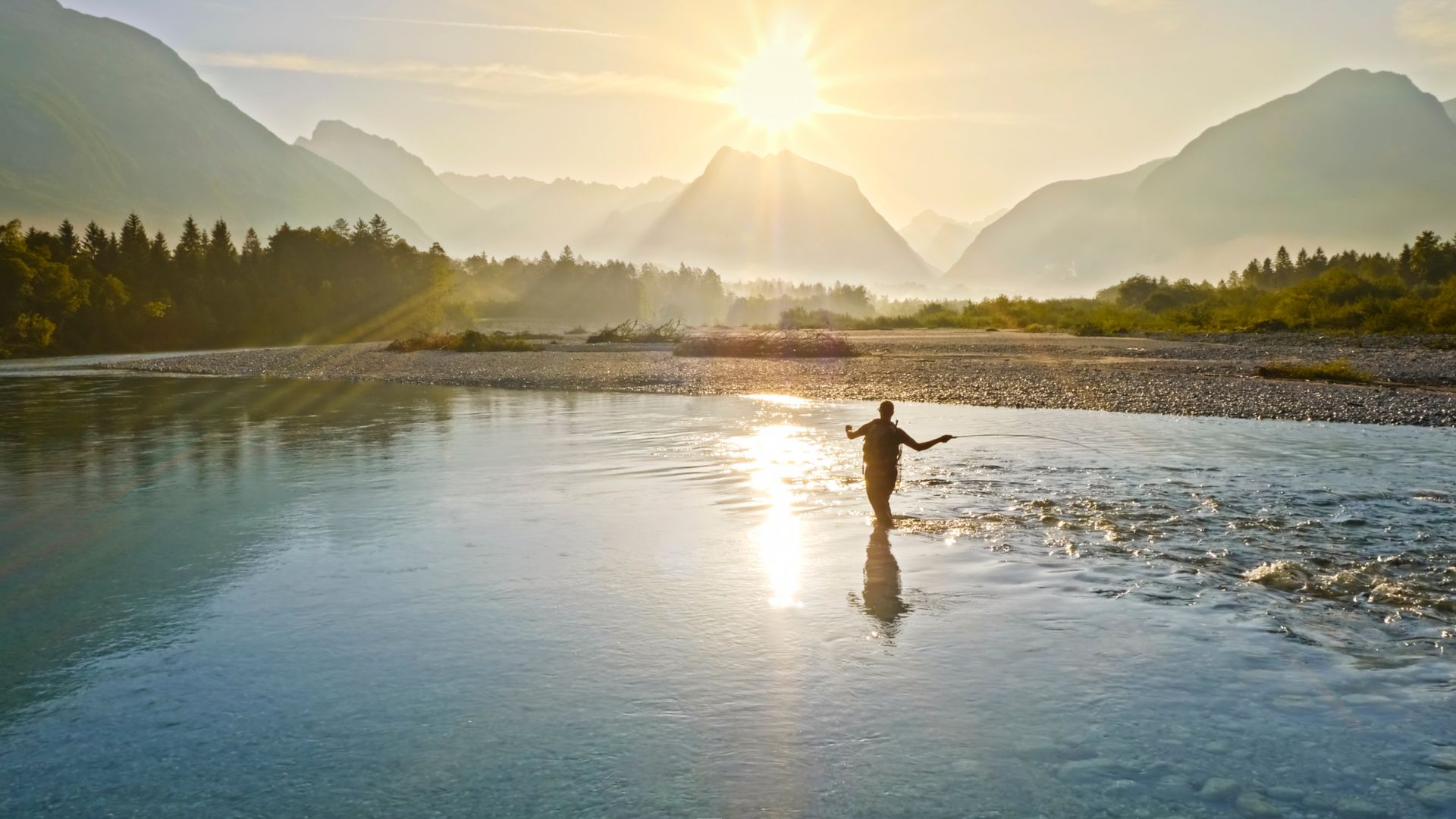 man fishing in nature