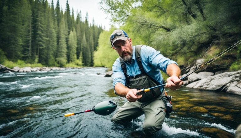 a mane take fly fishing rod in his hand